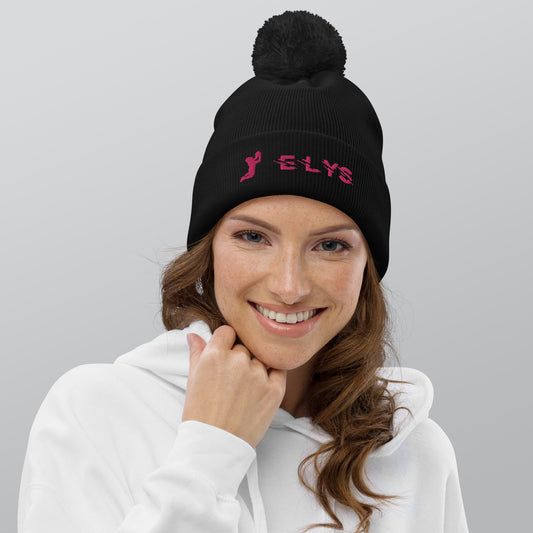 Bonnet à pompon ELYS logo Rose