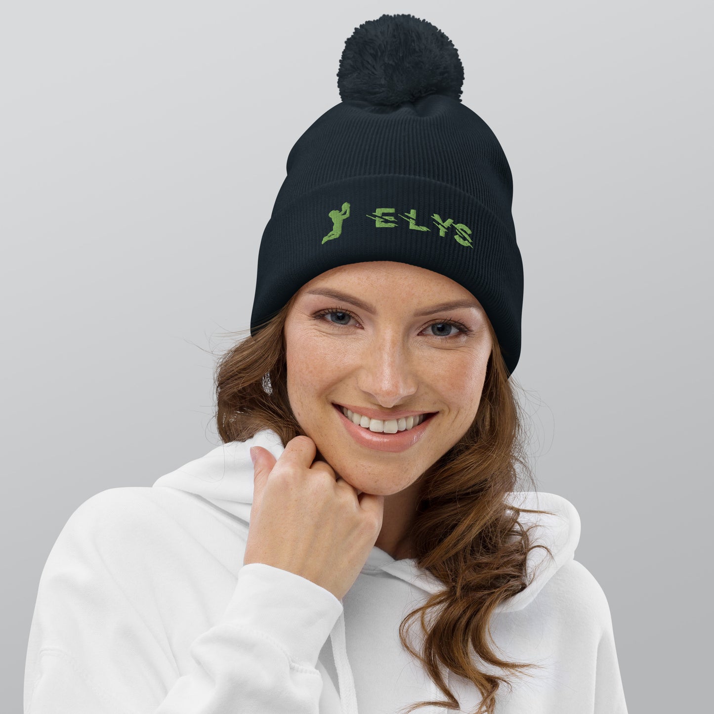 Bonnet à pompon ELYS logo Vert Clair