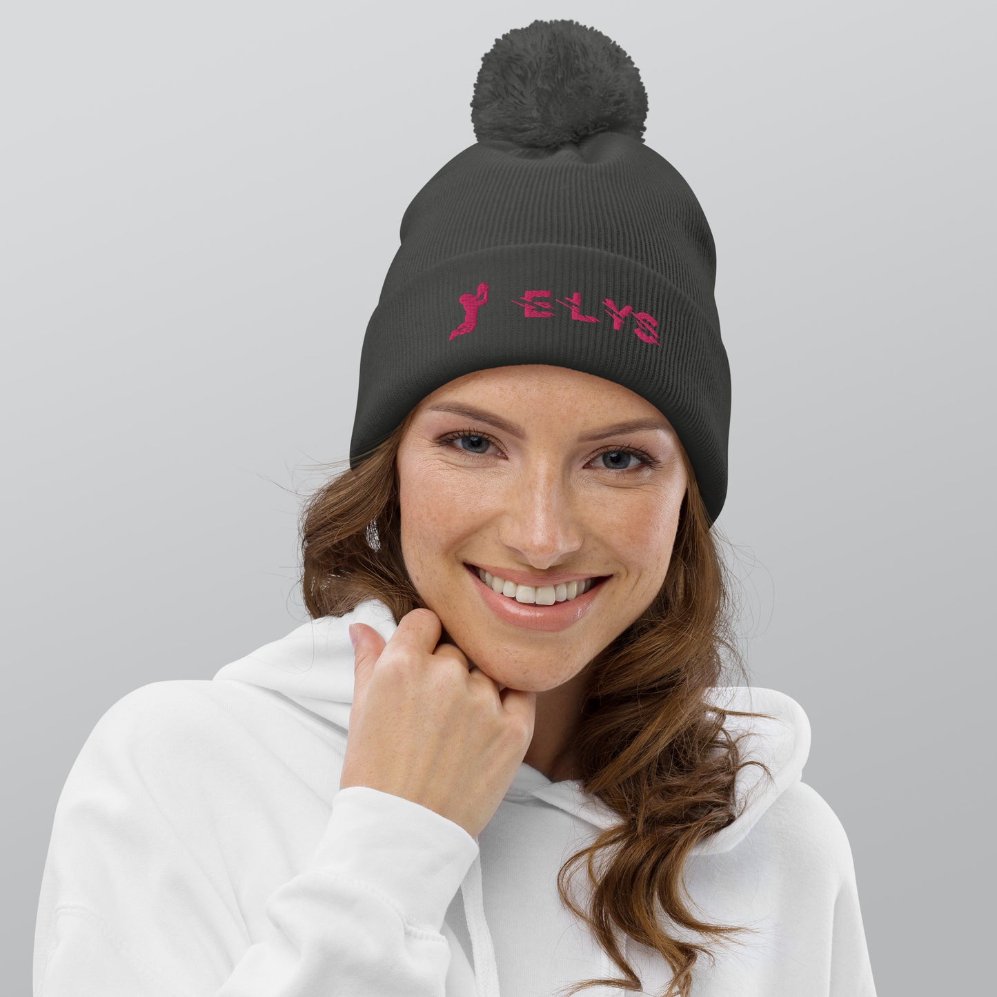 Bonnet à pompon ELYS logo Rose