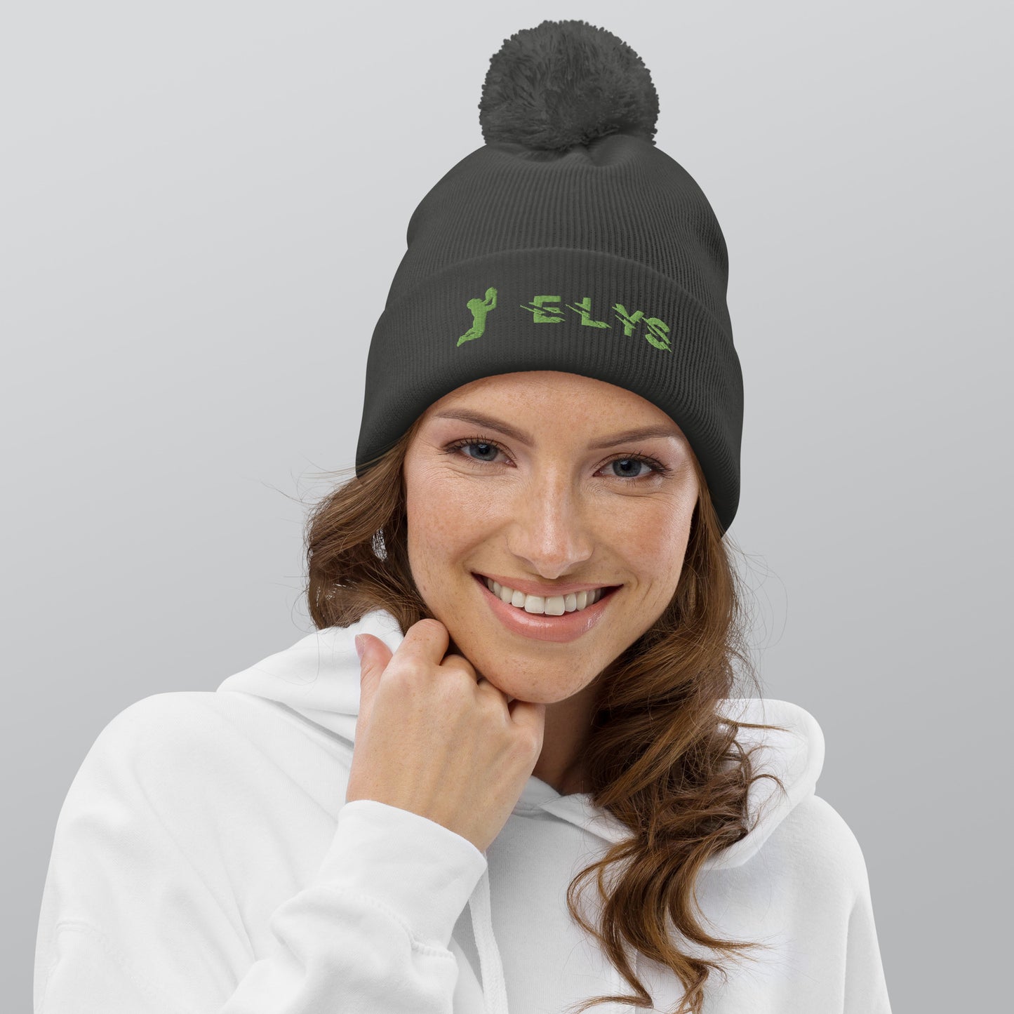 Bonnet à pompon ELYS logo Vert Clair