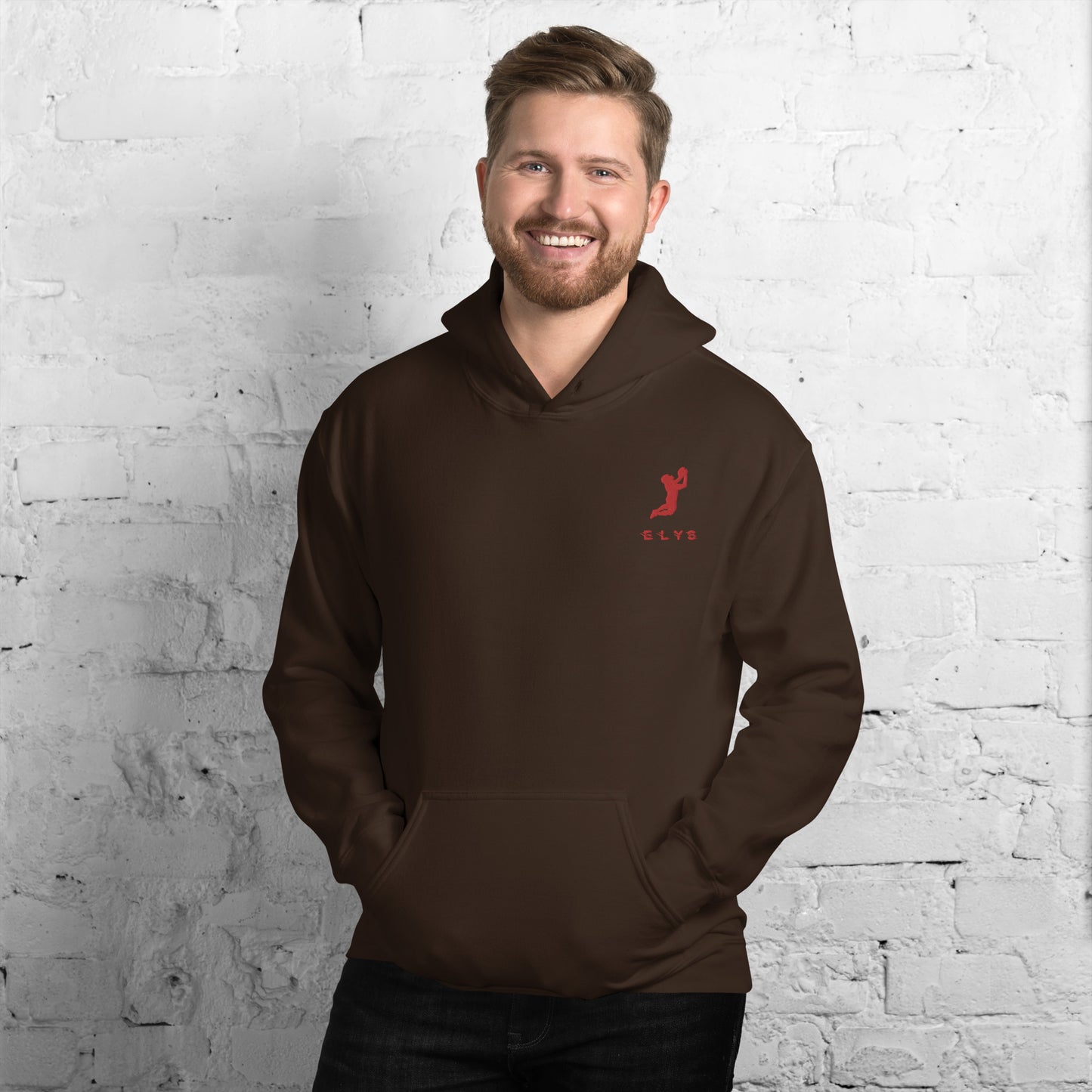 Sweat à capuche ELYS Homme logo Rouge