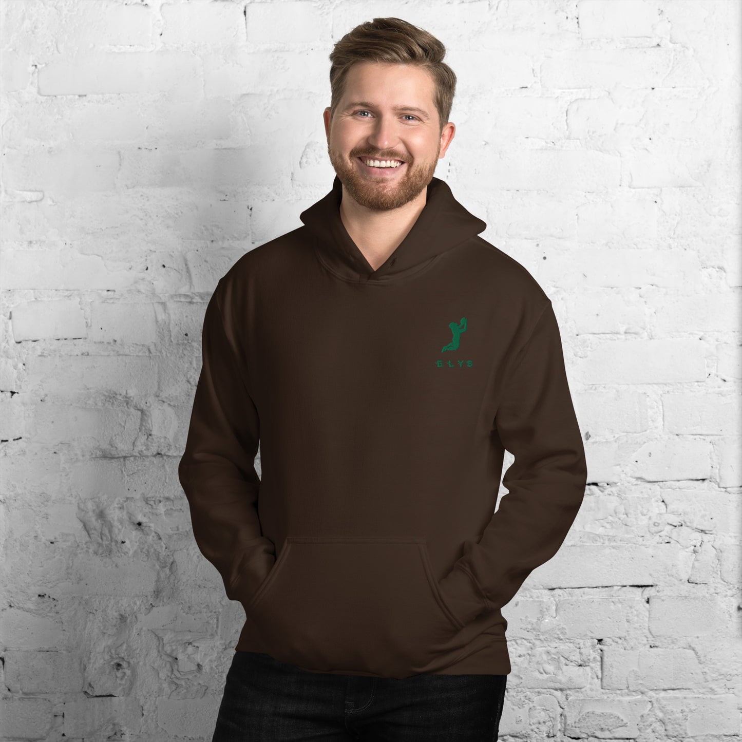 Sweat à capuche ELYS Homme logo Vert Foncé