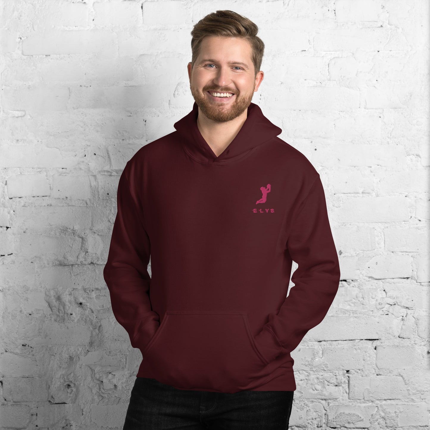 Sweat à capuche ELYS Homme logo Rose