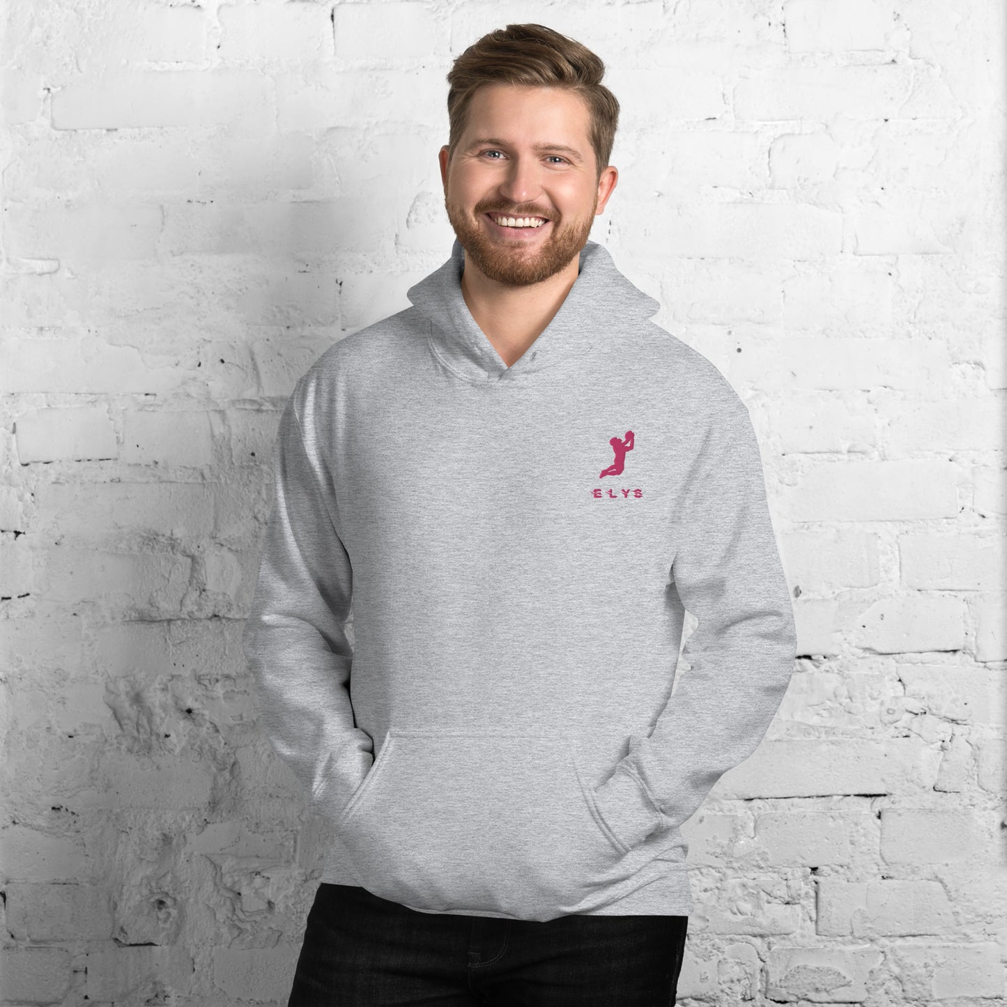 Sweat à capuche ELYS Homme logo Rose